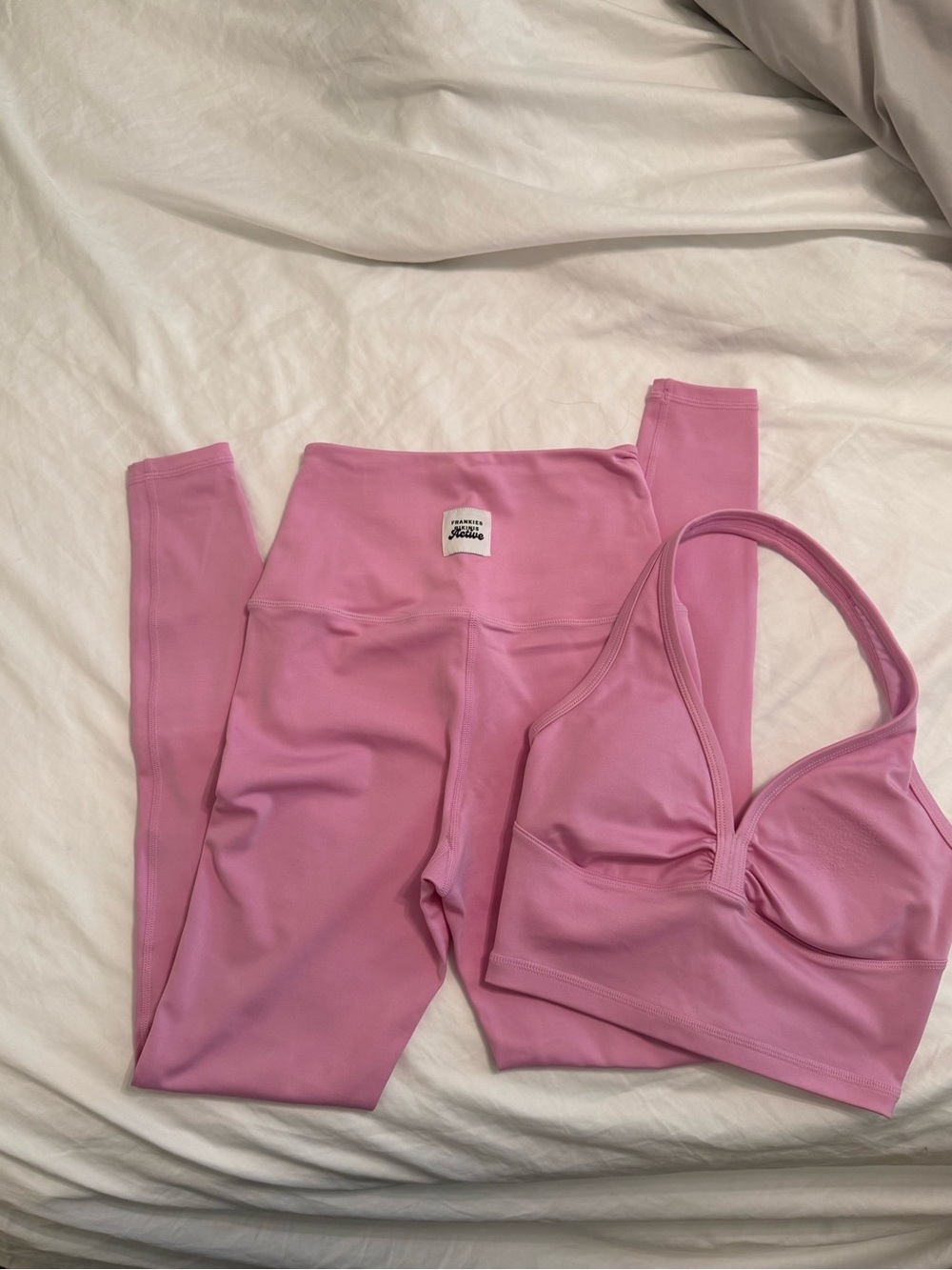 Frankie’s bikini activewear pink halter and leggings set